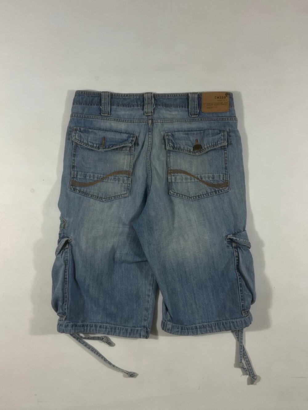 Celio Denim Y2K Light Wash Baggy Denim Cargo Jorts Shorts W34